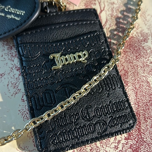 Juicy Couture Black Debossed Free Spirit Crossbody Bag Lanyard Keychain Set‎ NEW - Picture 4 of 17